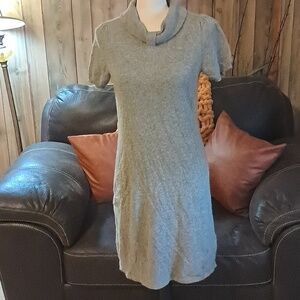 Tricotez Gray Cashmere Short Sleeve Dress Size L Casual Comfy Soft Fitted Preown